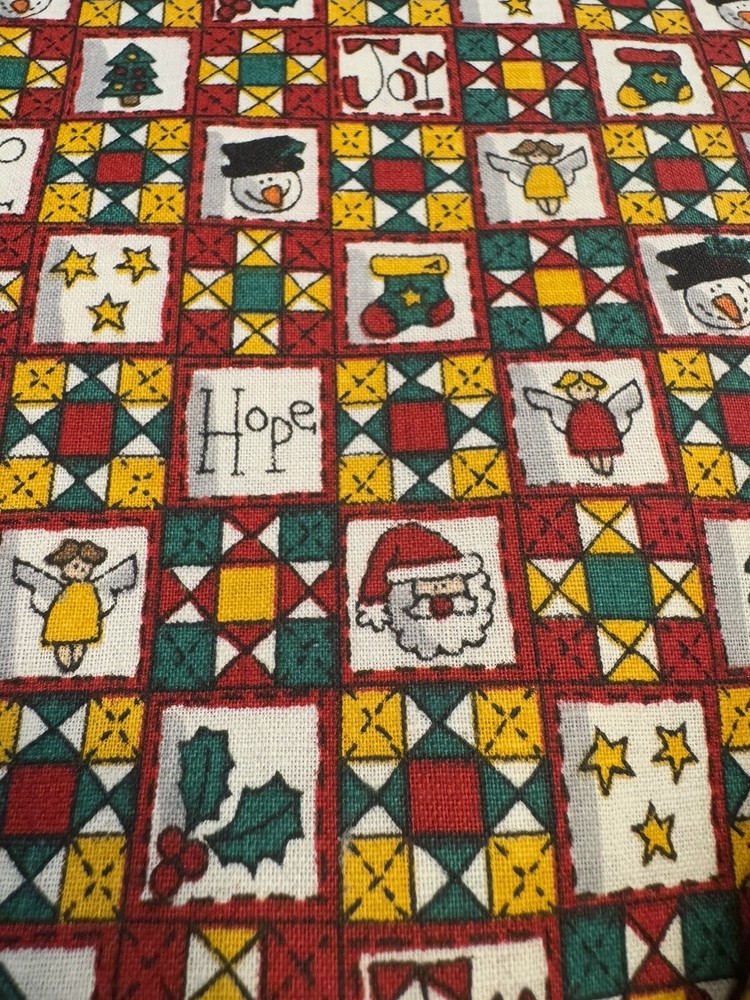 Christmas Cotton Fabric TINY SCALE Patch Santa Snowman Noel Joy Folk Art BTHY