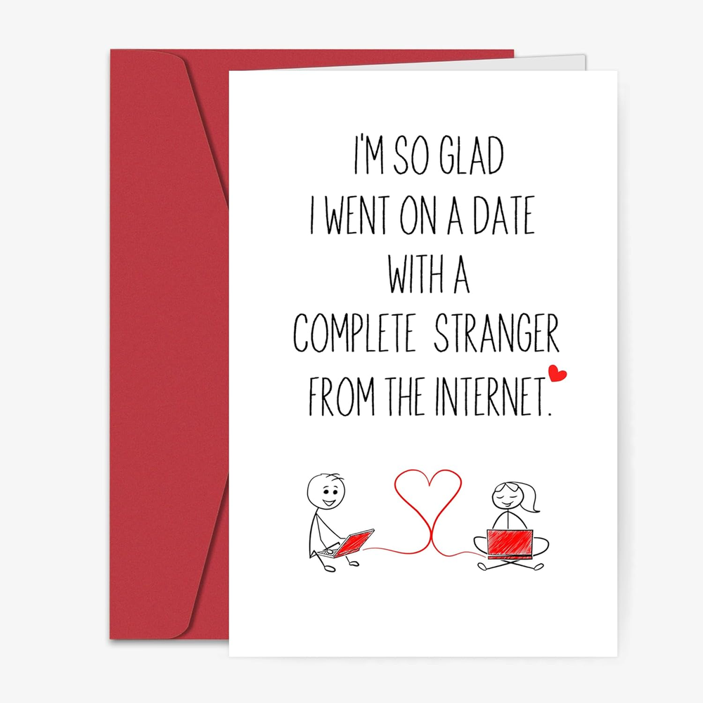 Funny Anniversary Card for Boyfriend Girlfriend, Online Dating Greeting Card wit