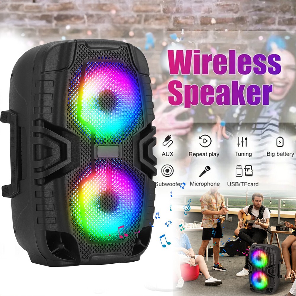 6-Inch Dual Bluetooth Karaoke Speaker with TWS FM USB TF and Wired Mic