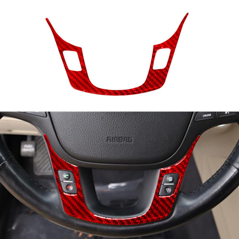 Red Carbon Fiber Steering Wheel Chin Frame Cover Trim For Kia Cadenza 2014-2016