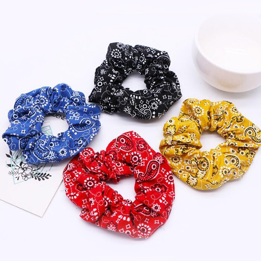 Women's Printed Scrunchies Elastic Hair Ties Headband Accessories