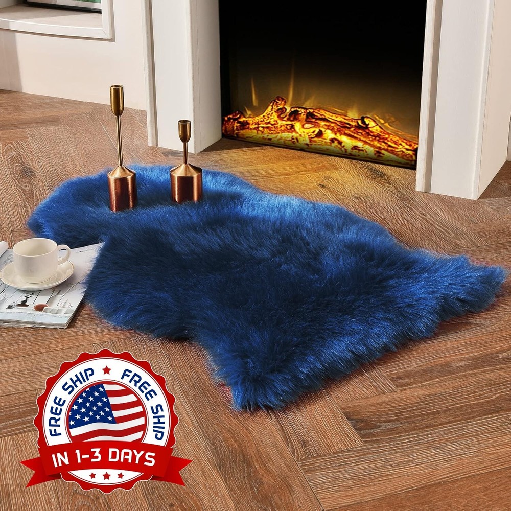 Alfombra Peludas Azul De Sala Para Cuarto 2x3 Grandes Carpetas Modernas NEW US.