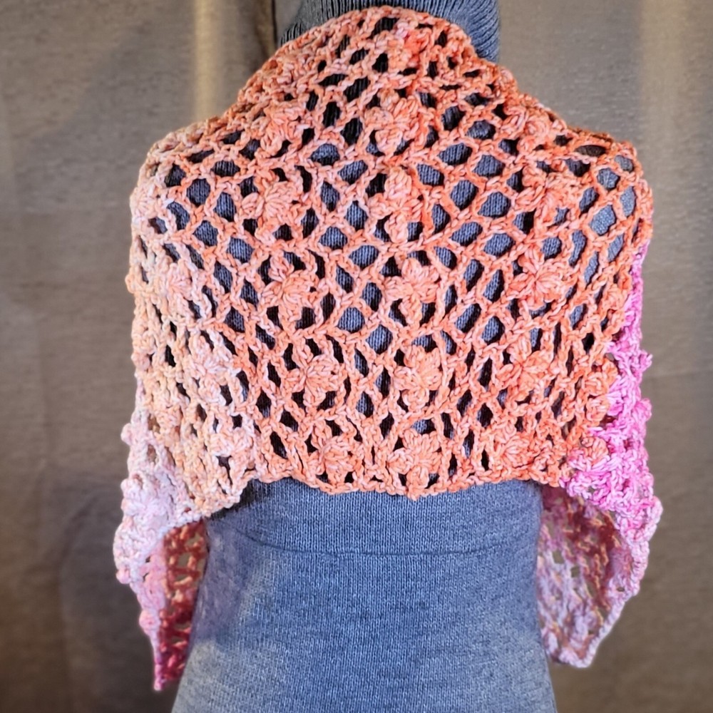 Lightweight Scarf Wrap Sarong- Handcrafted Flower Mesh- Pink /White /Orange