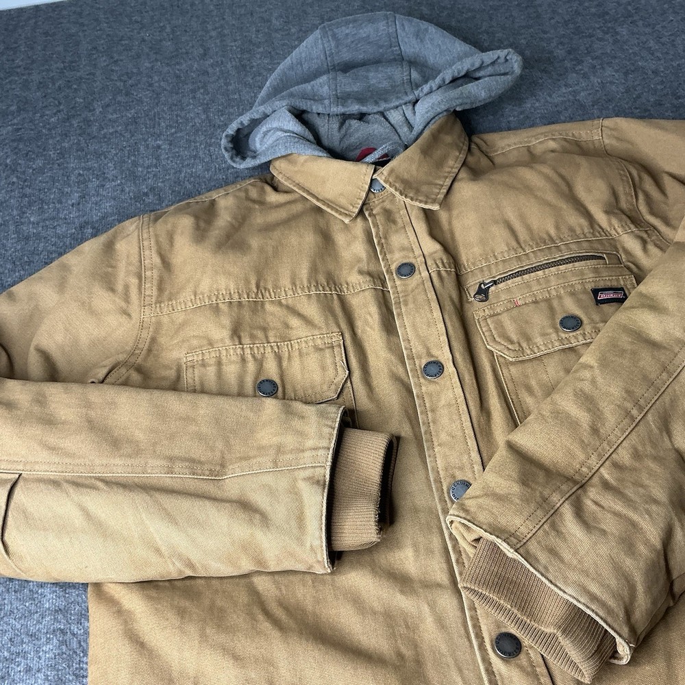 Dickies Duck Canvas Hooded Jacket Men M Workwear Carpenter Quilted Lined Chore