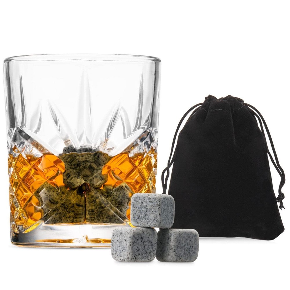 Godinger Whiskey Glass and Whiskey Stones, Gift Set Includes Old Fashioned...