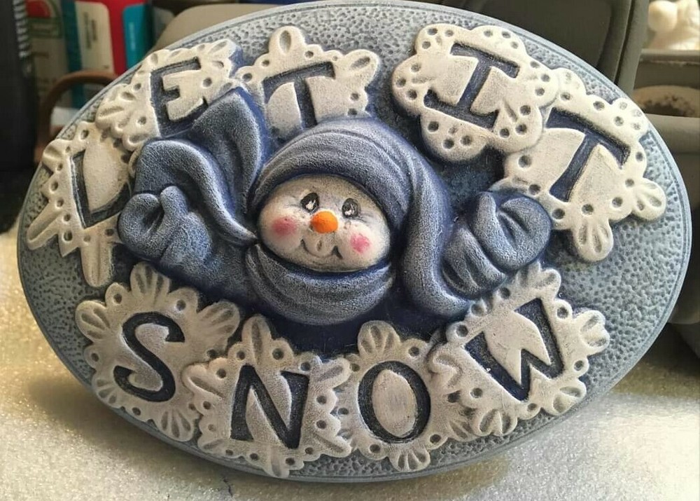 Ceramic Bisque Ready to Paint Let it Snow Snowman insert~FREE SHIPPING in USA