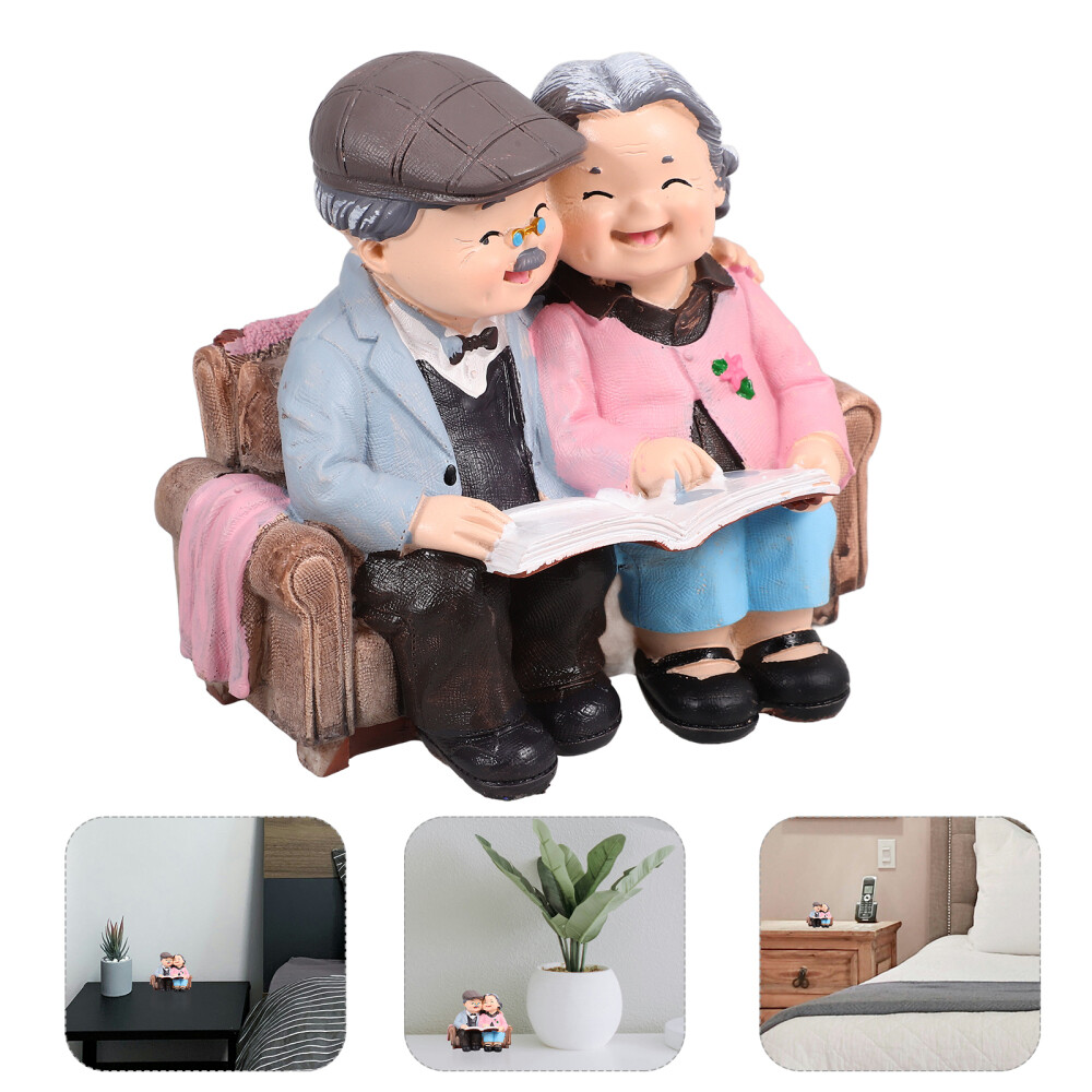 Grandma Memory Ornaments Adorable Couple Figurines Gift for Parents Man Elderly