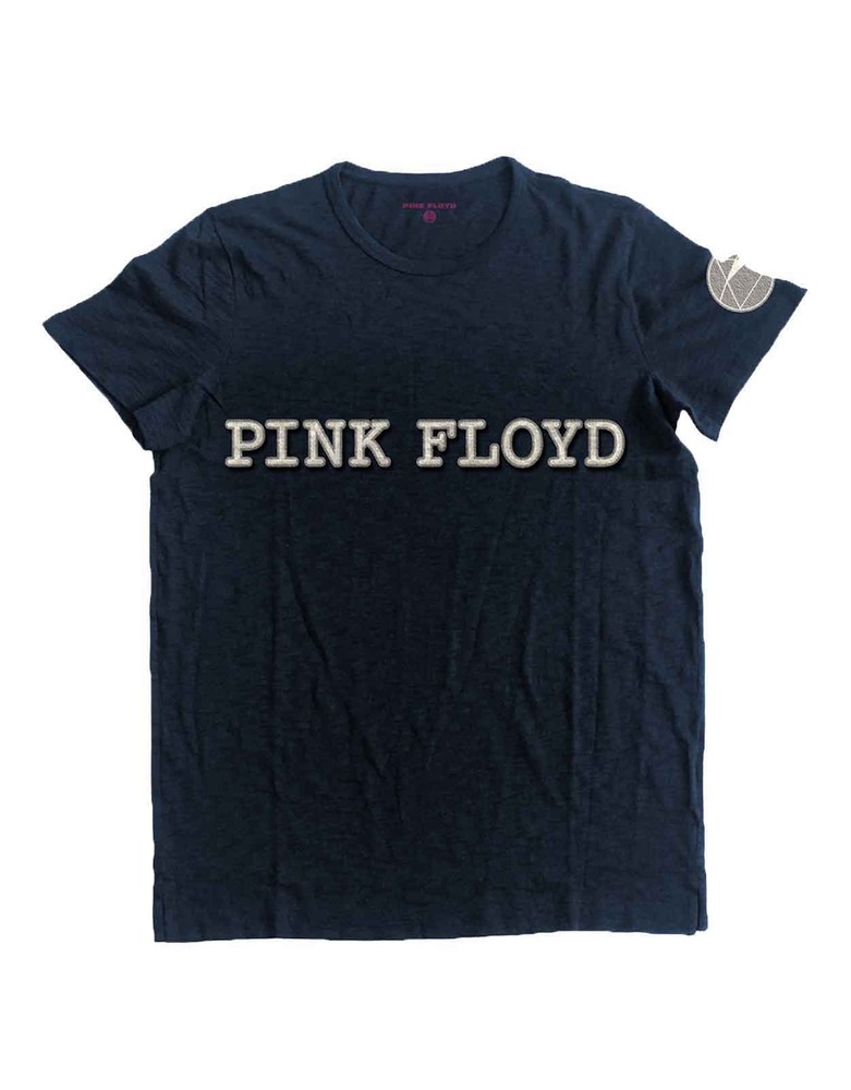 Official Pink Floyd Dark Side Moon Applique Logo Men's Blue T-Shirt