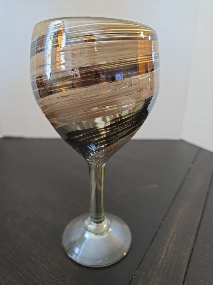 Studio Art Wine Glass Light and Dark Brown