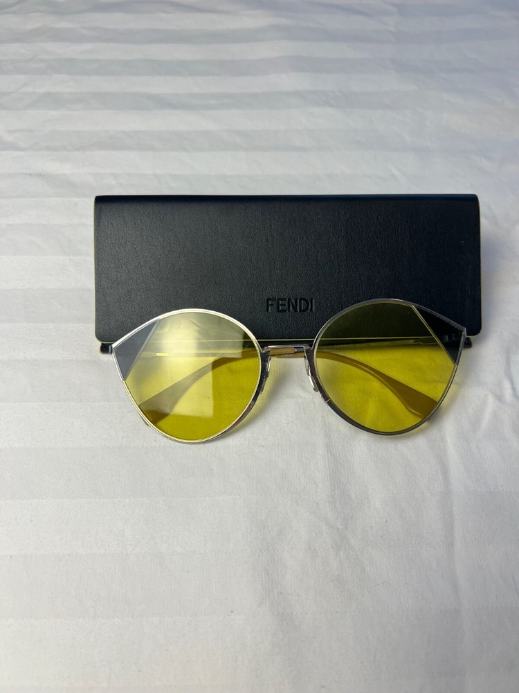Fendi Cat Eye Sunglasses Silver Gold 51mm UV Protection