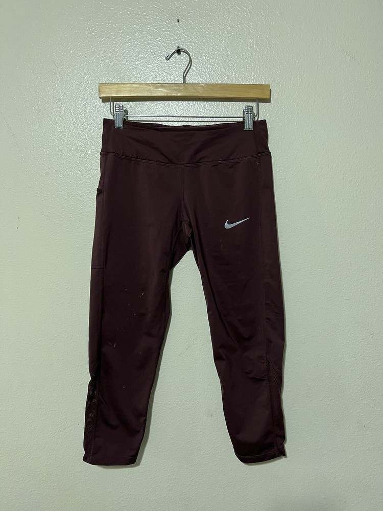 Nike Just Do It Burgundy Capri Leggings for Women Gym Workout Size S