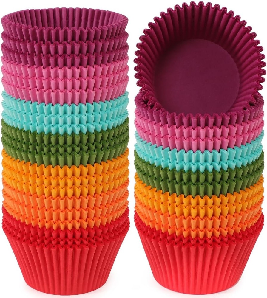 Caperci Bright Rainbow Jumbo Cupcake Liners Extra Large Jumbo,