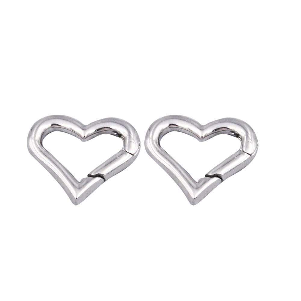 2pcs Stainless Steel Heart-Shaped DIY Carabiner Keychains  