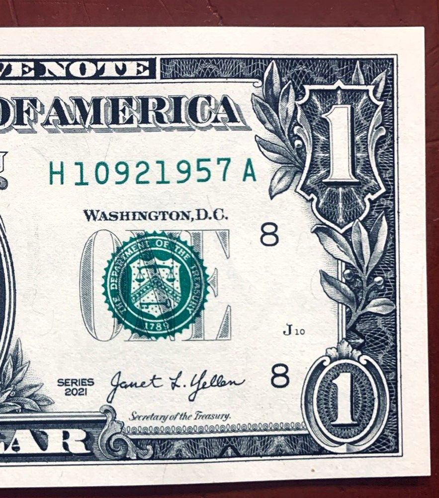 1957 Trailing Birth Year Note Fancy Serial Number  Series 2021 H10921957A UNC