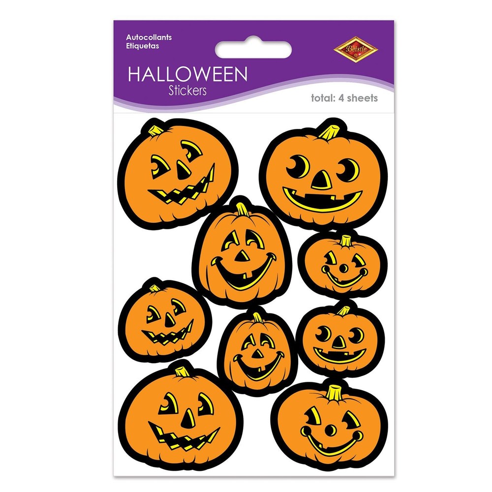 Beistle Halloween Jack-O-Lantern Party Stickers for Spooky Decorations