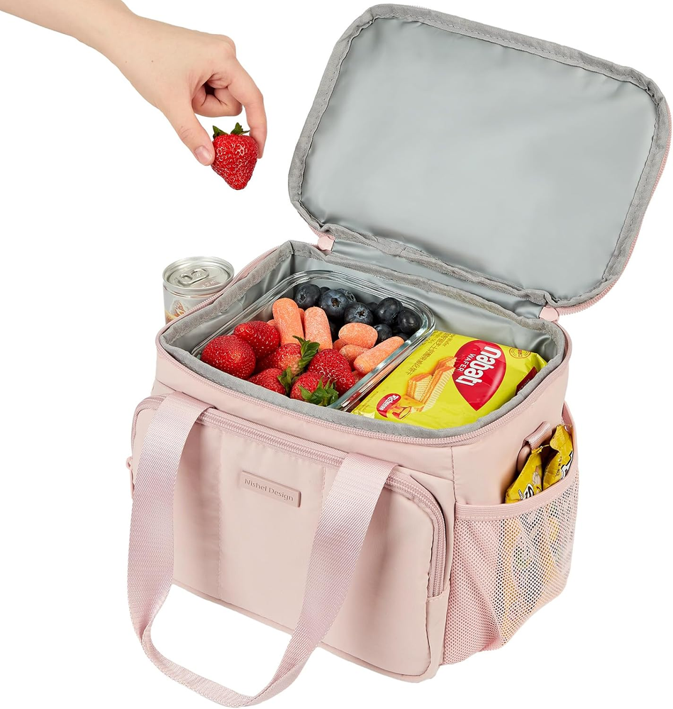 Insulated Leakproof Lunch Bag for Women with Detachable Shoulder Strap and Pocket