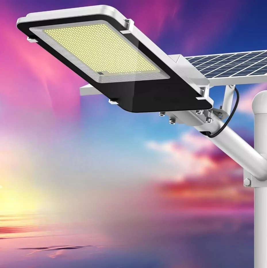 5000W Solar Street Flood Light with Pole for Outdoor Dusk-to-Dawn Road Lighting