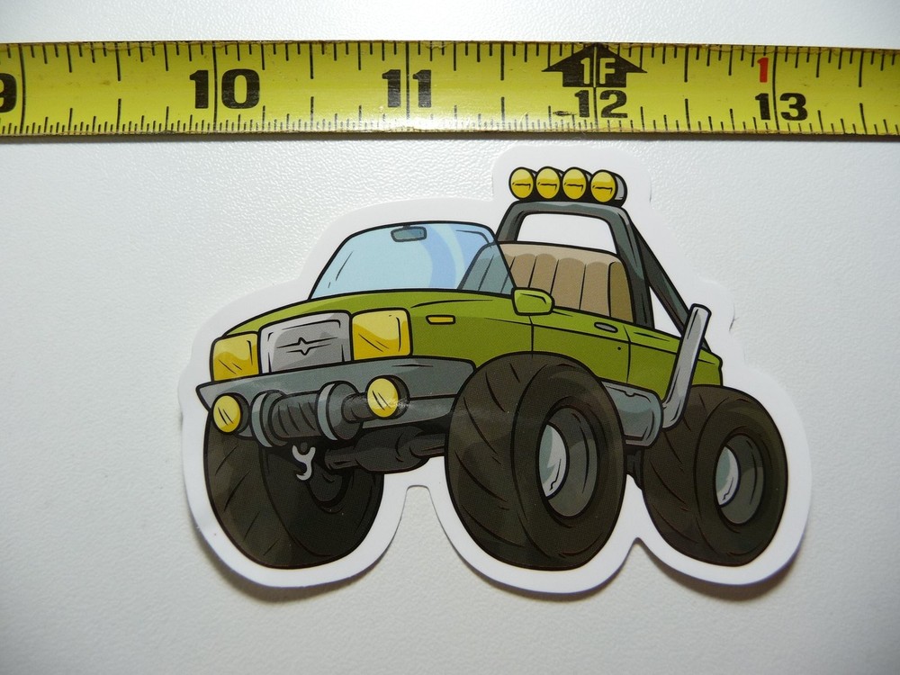 Monster Truck 4x4 Convertible Winch Decal Sticker for Laptop Fun
