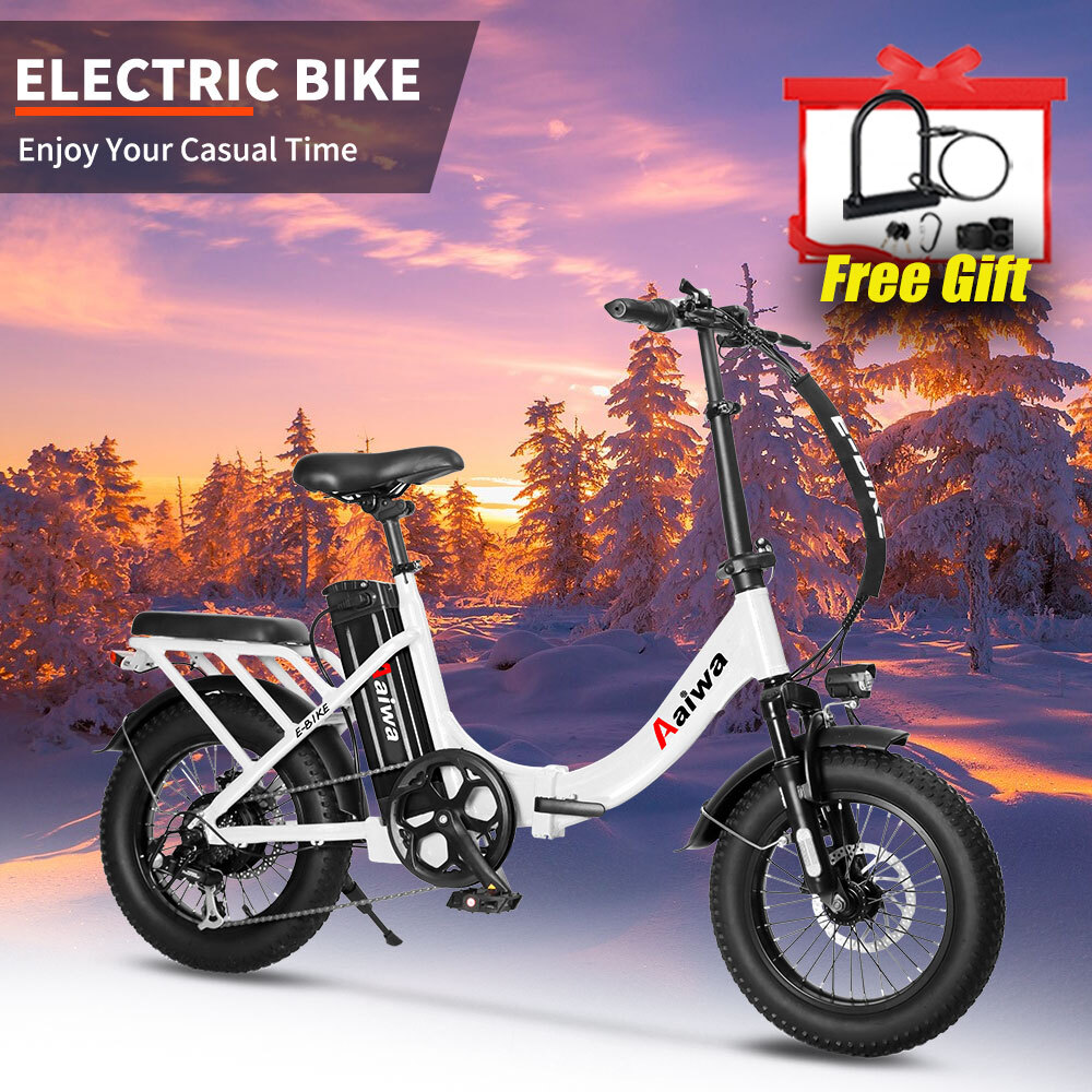 16 Inch Dual Seat Folding Electric Bike 30MPH 40 Miles Range Suspension E-Bike