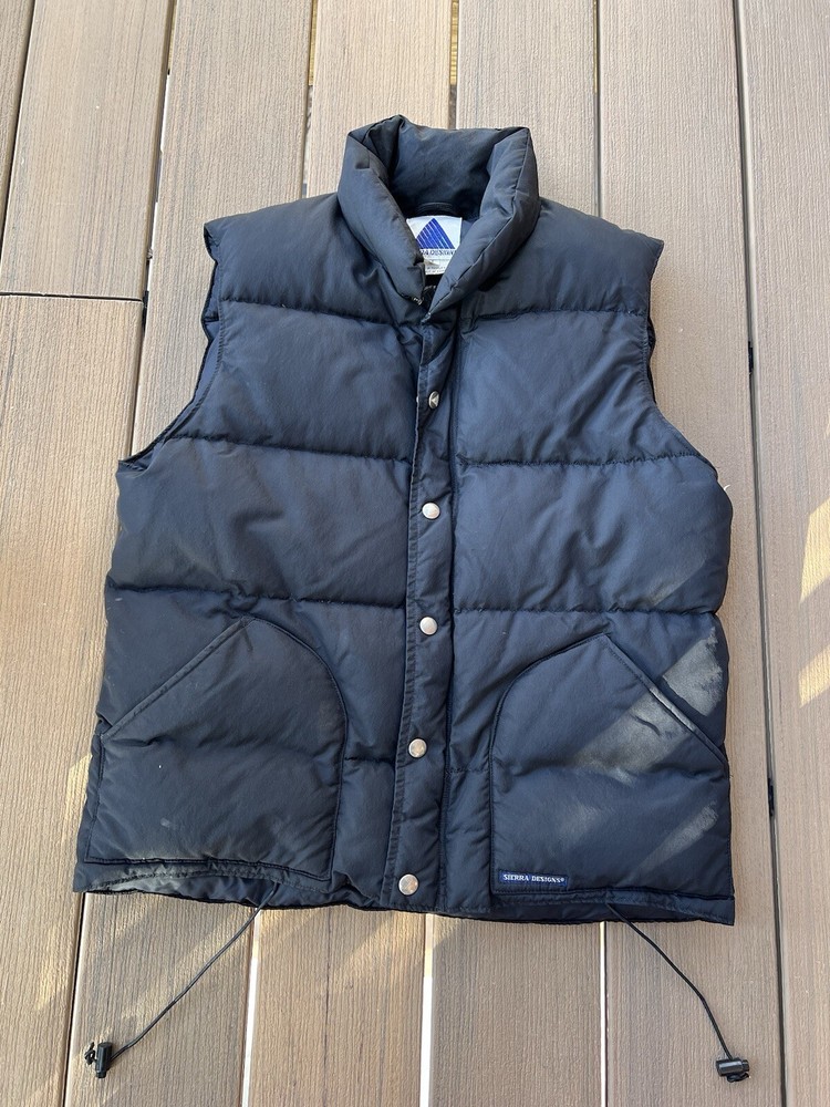 Sierra Designs Goose Down Puffer Vest Mens Medium Black Puffer Snap Zip 90s