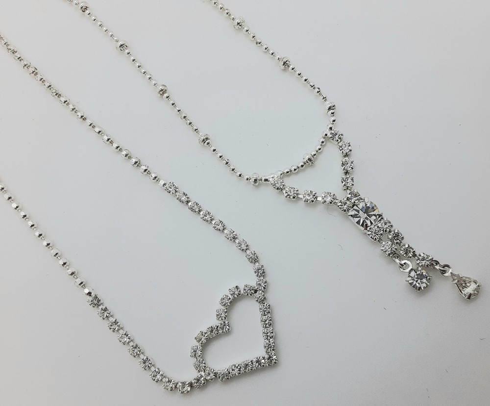 AVON 2 PIECE LOT SILVER WITH CLEAR RHINESTONES ANKLETS