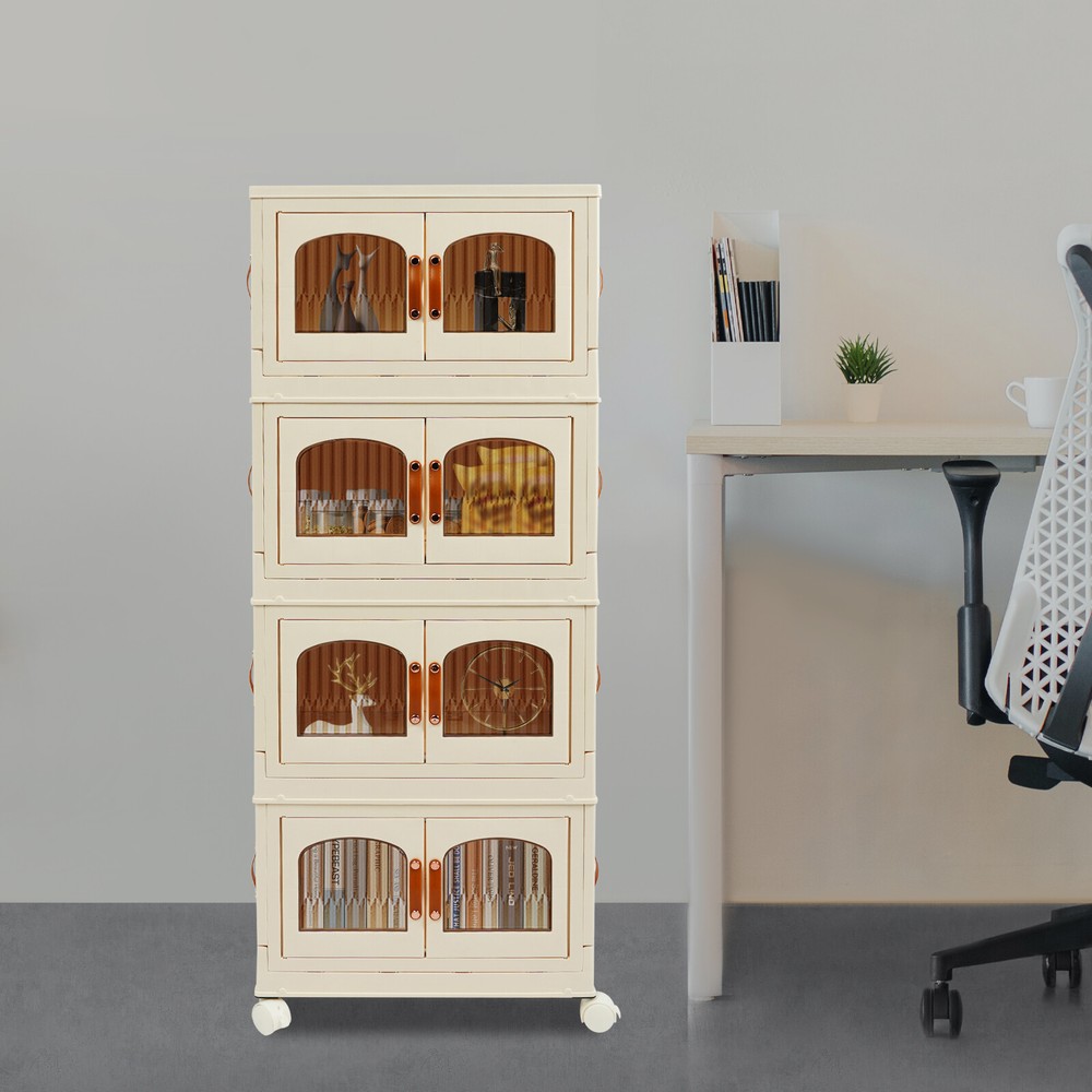 4-Tier Stackable Folding Storage Bins for Clothes Organizer