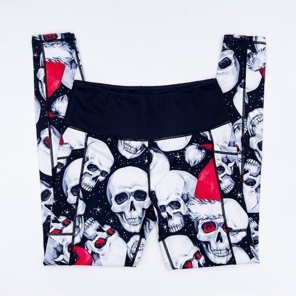 CVG Constantly Varied Gear Santa Skull Naughty List Leggings Full Length Small