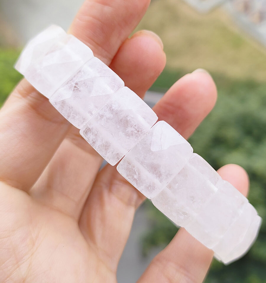 5pcs Rock Quartz Gems oblong faceted Bracelet Magic Reiki Healing Amulet