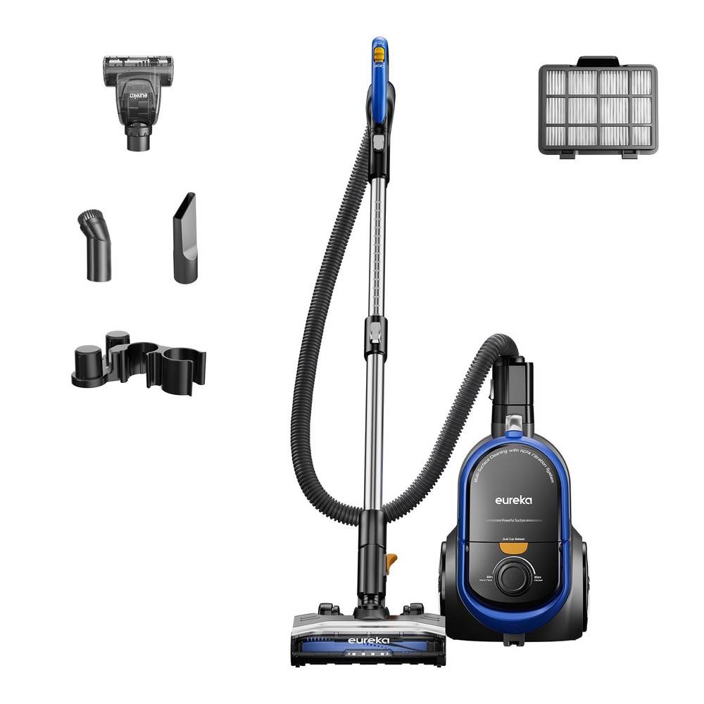 Eureka Bagless Canister Vacuum with Washable HEPA Filter and 16KPA Suction Power
