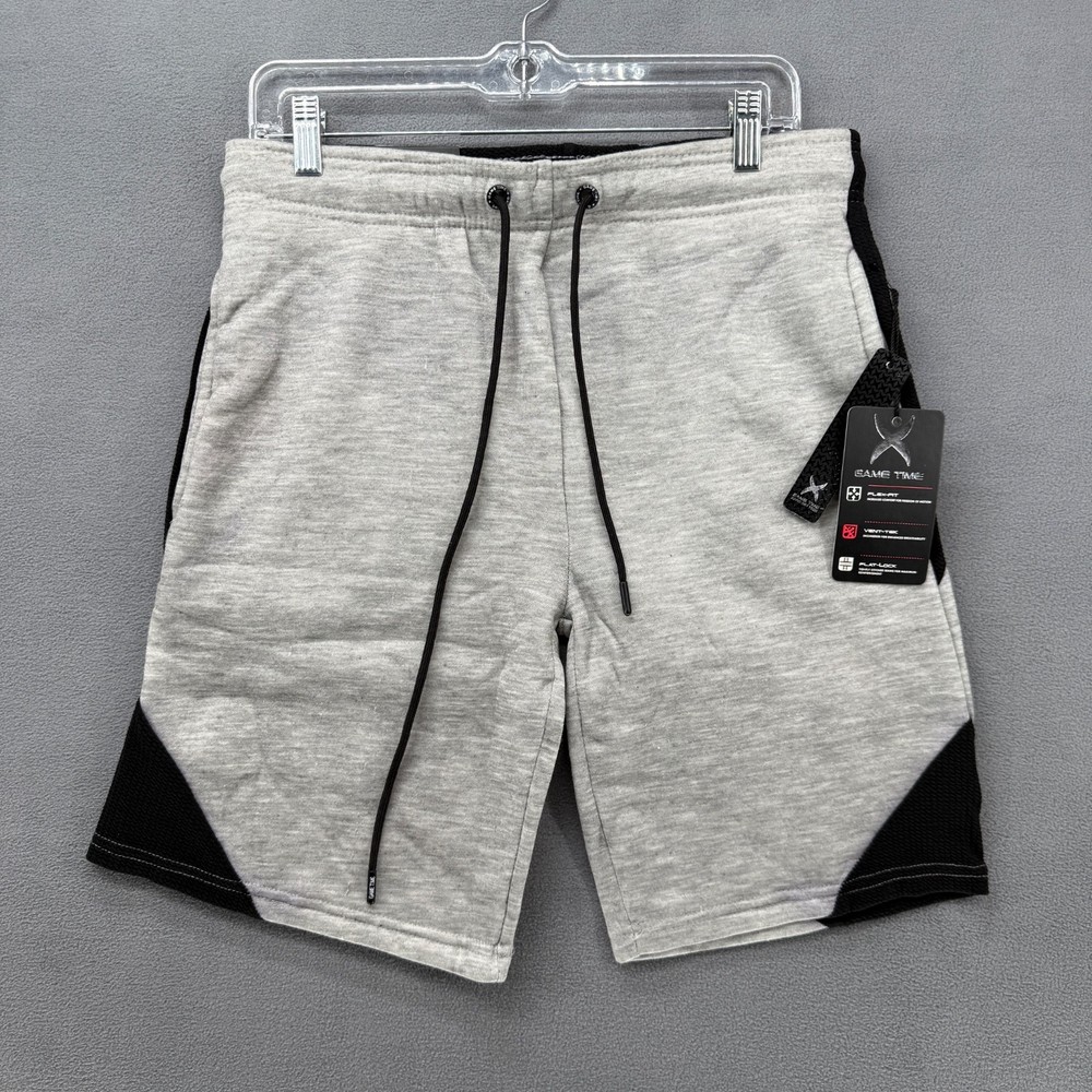 Game Time Sweat Shorts Mens Small Heather Gray Moisture Wicking Flex Fit NWT