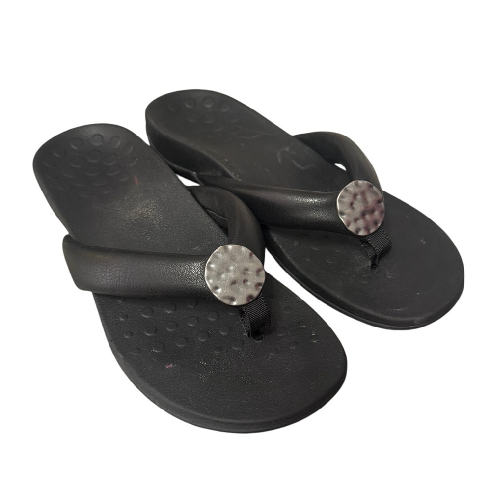 Vionic Womens Lida Black Silp Slide Sandals Size 9 Thong Flip Flop
