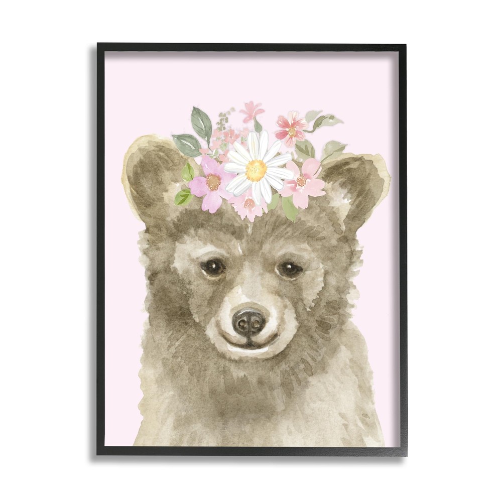 Floral Bear on Framed Giclee Art by Corinne Haig
