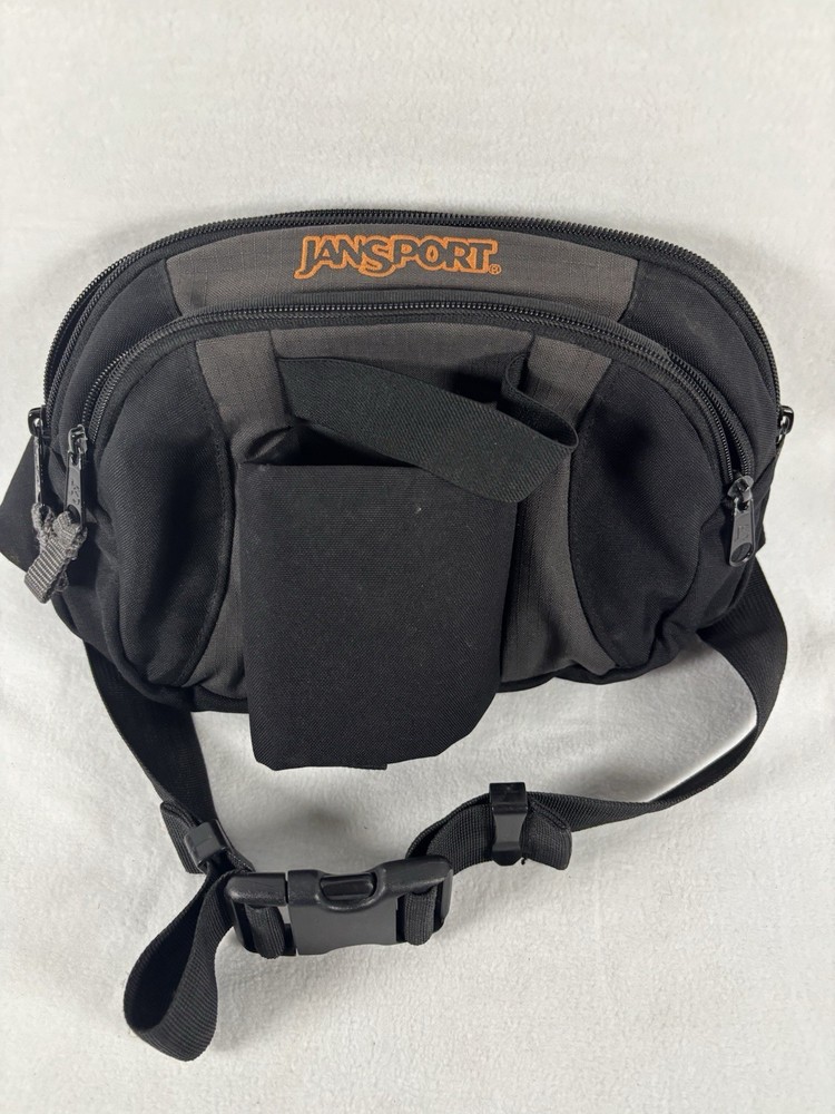 Vintage Black/gray Jansport Fanny Pack W/ Bottle Holder