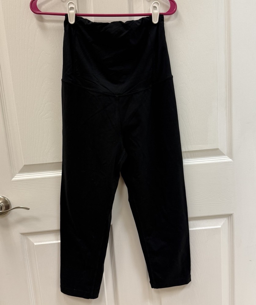 Maternity Cropped Leggings Over Belly Womens Large Black Ingrid Isabel