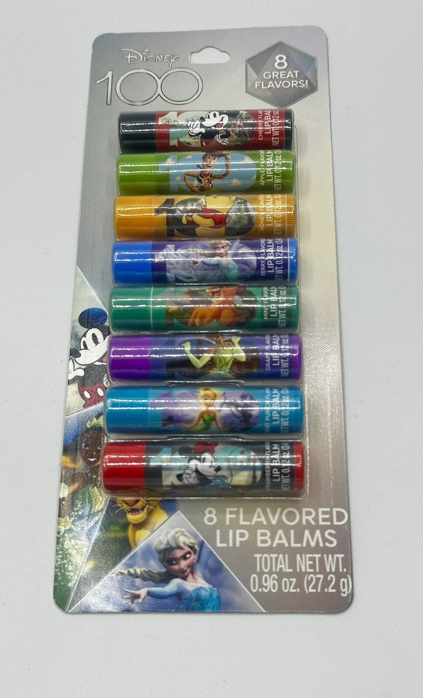 NIP Disney 100 Flavored lip balm 8 Assorted Flavors Elsa, Tinker Bell + Makeup