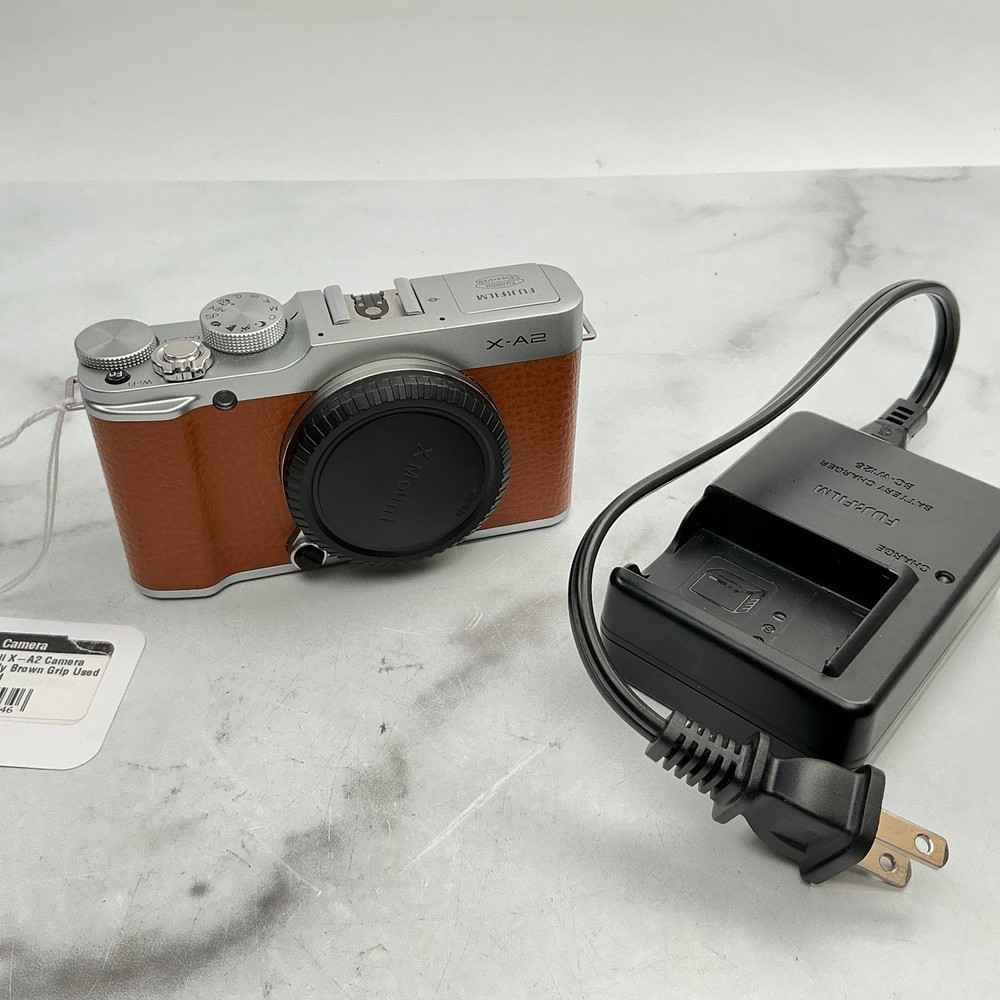 Fuji X-A2 Camera Body with Brown Grip - Used in Good Condition