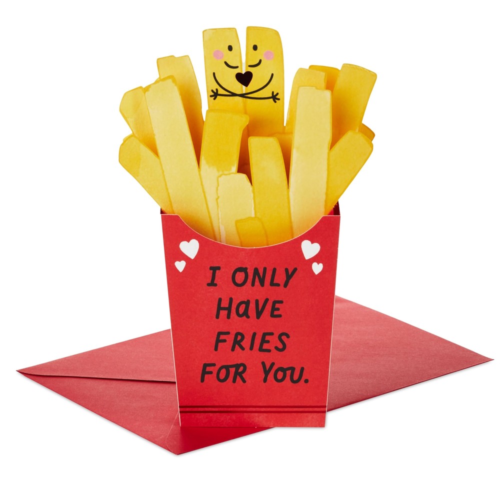 Hallmark Paper Wonder Romantic Pop Up Card (Cute Fries) for Husband, Wife, Bo...