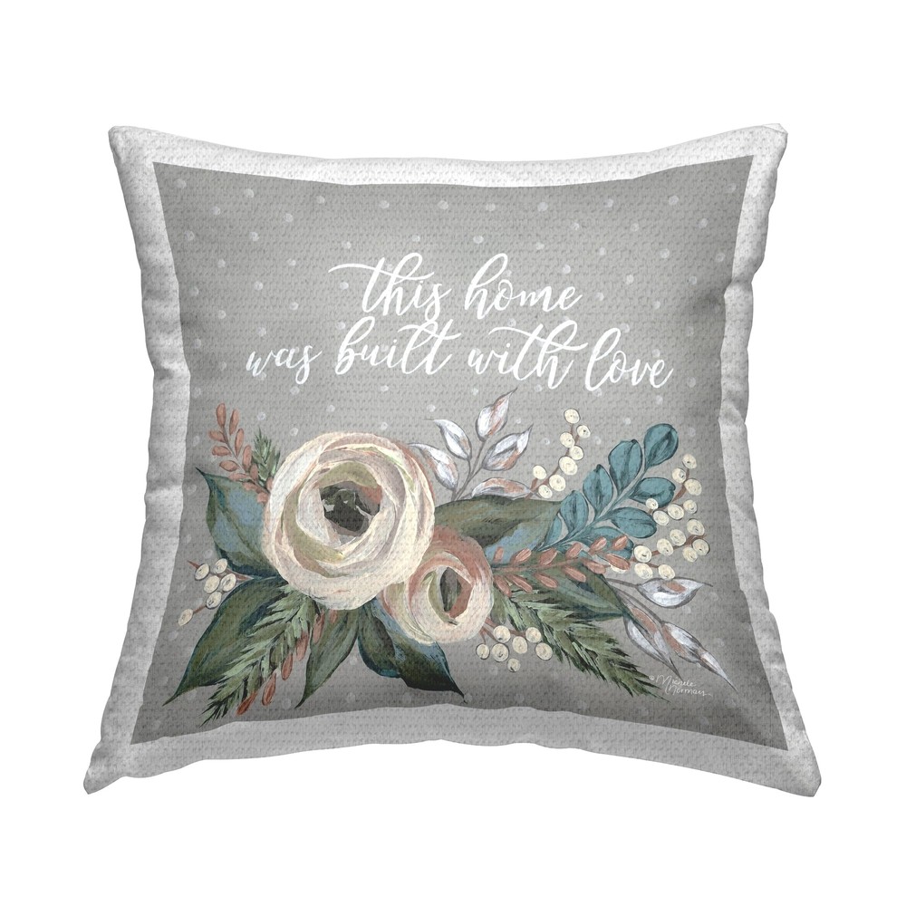 Sentimental Family Floral Outdoor Printed Pillow 18 x Built with Love