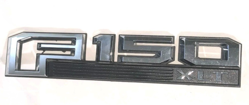 1980s? 1990s? FORD F-150 XLT Fender Emblem Nameplate Badge BLACK CHROME Letters