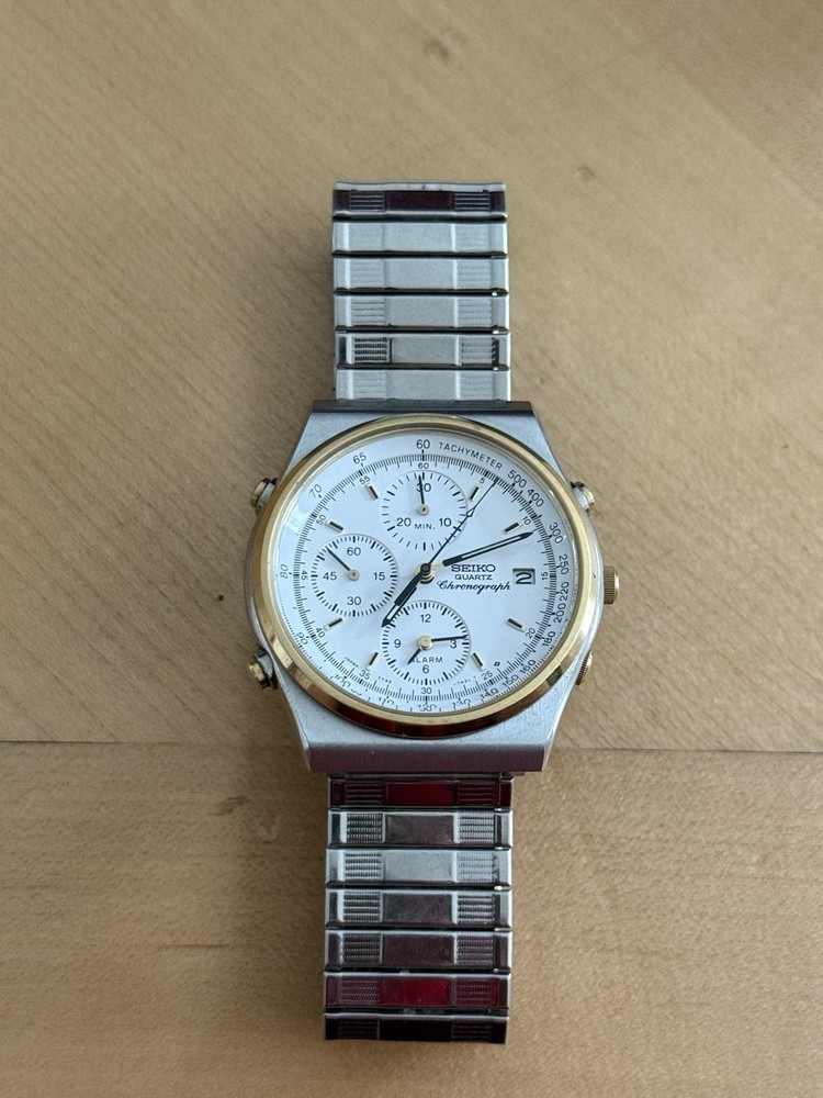 Seiko Men's Chronograph Quartz Watch Date White Dial 7T32-7A2A