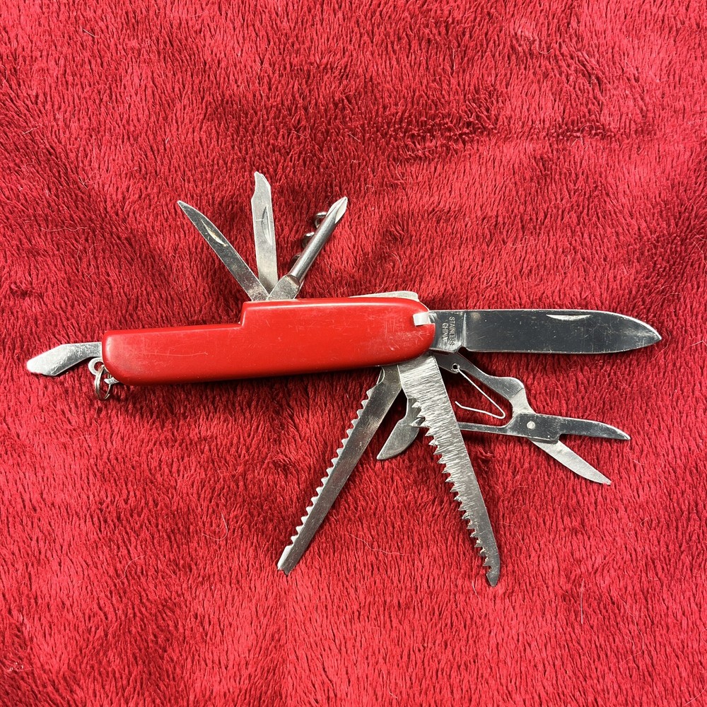 Vintage 1970s 12-in-1 Utility Folding Pocket Knife for Camping