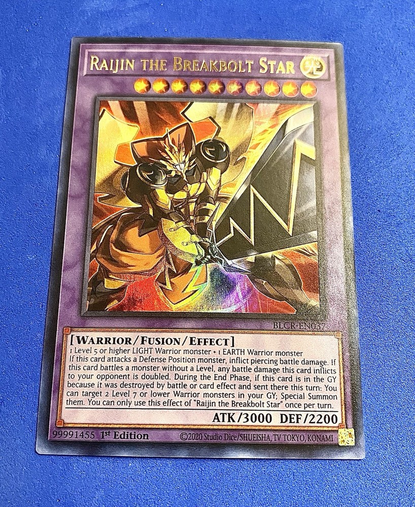 Yughio -Raijin The Breakbolt Star BLCR-EN037 Ultra Rare 1st Edition Near Mint