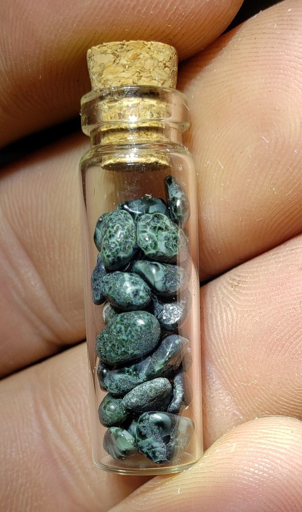 Small Vial Of Chlorastrolite Michigan Greenstone rare gem
