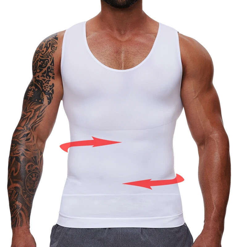 Mens Tummy Compression Shirts Control Shapewear Flat Belly Shaping Abdomen Vest