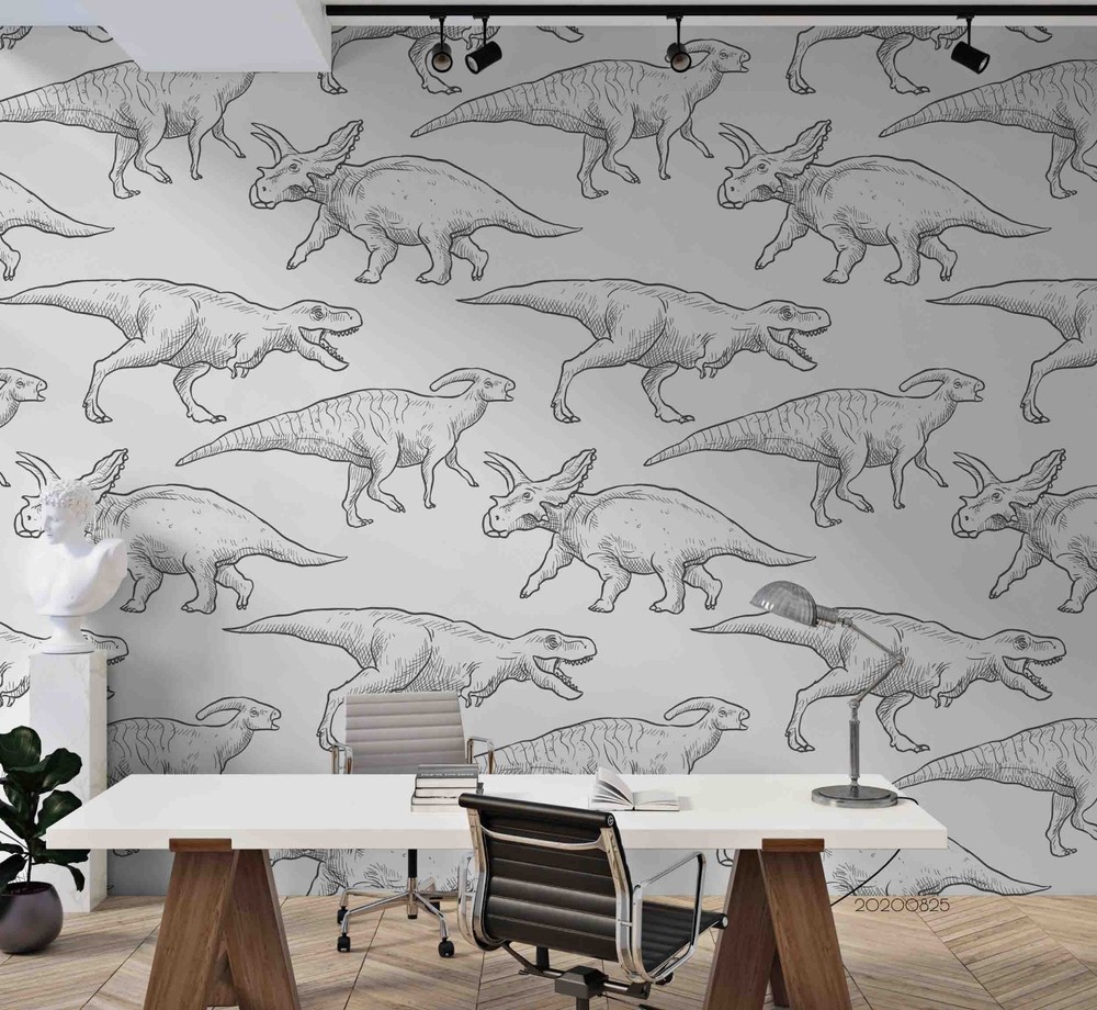 3D Hand-drawn Dinosaur Pattern Wall Murals Wallpaper Murals Wall Sticker