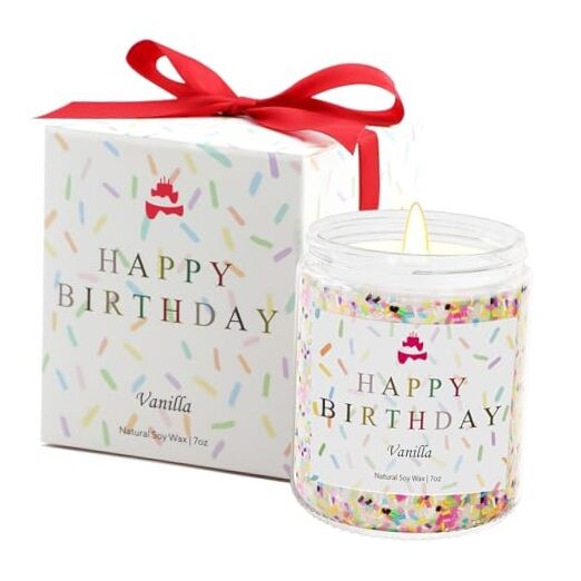 Happy Birthday Candle - 7oz Vanilla Scented Gift for Women & Men