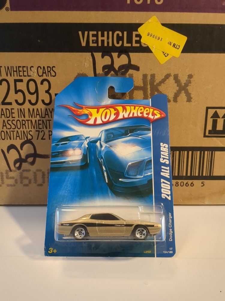 2007 Hot Wheels #154 All Stars DODGE CHARGER Gold Variant w/Chrome 5 Spoke Wheel