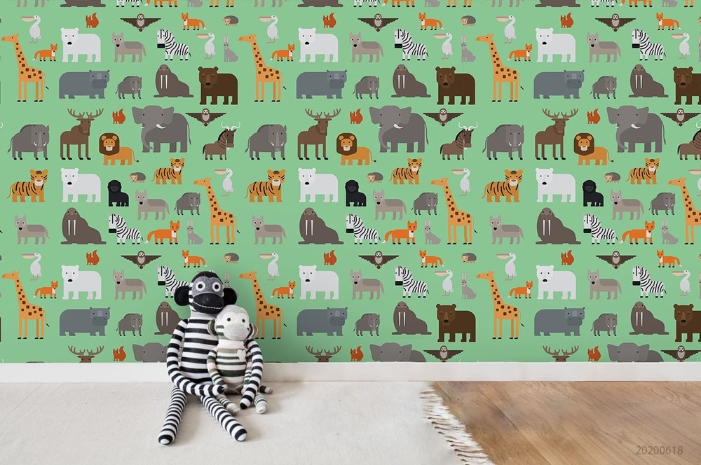 3D Animal Watercolor Pattern Wall Murals Wallpaper Murals Wall Sticker