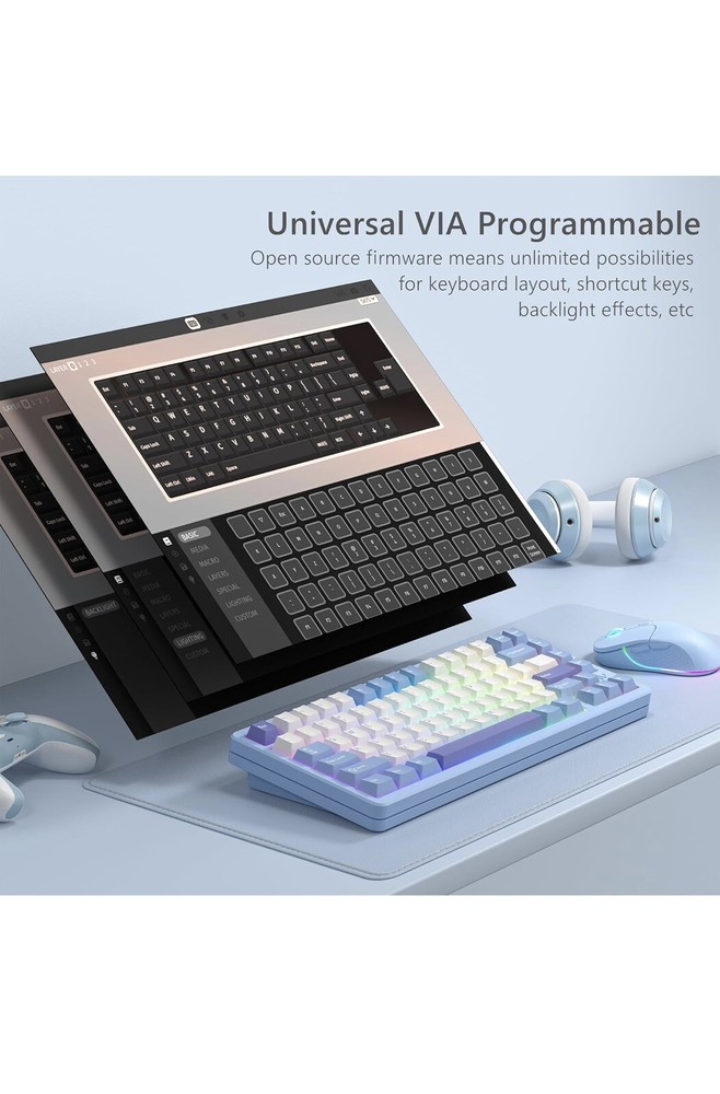 Womier SK75 75% Keyboard with Full Aluminum Wireless Mechanical Gaming Keyboa...