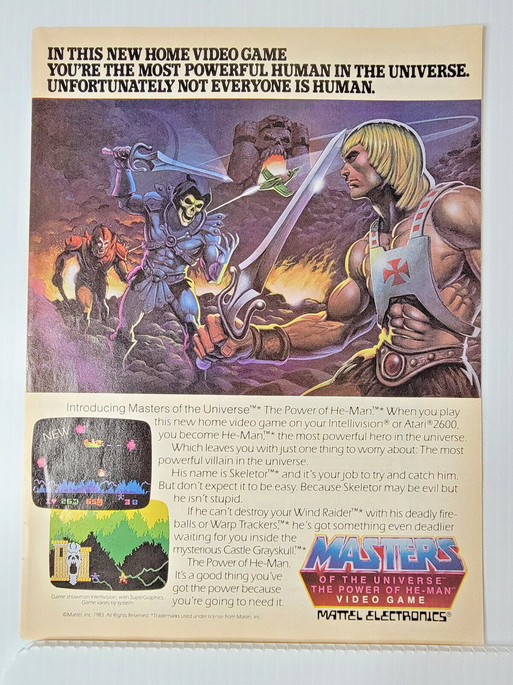 Vintage 1983 Mattel Masters of the Universe Video Game Ad 80s Retro Collectible